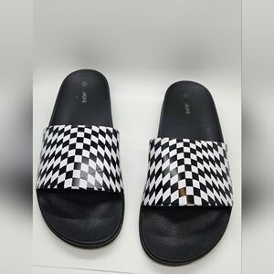 Ardene's Checkered Black And White Slides